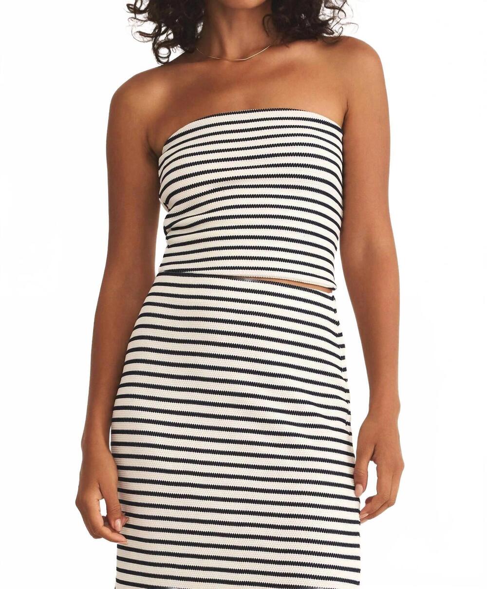 NEW Z SUPPLY women's caffari stripe tube top in white black